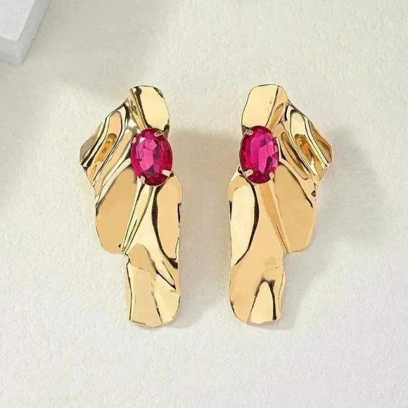 Multicolor Women's Exaggerated Sea Wave Shape Luxurious Earrings - Picture 3 of 6